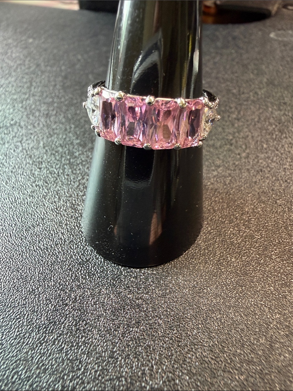 Pink Multi-Stone Silver-Plate Ring for Women